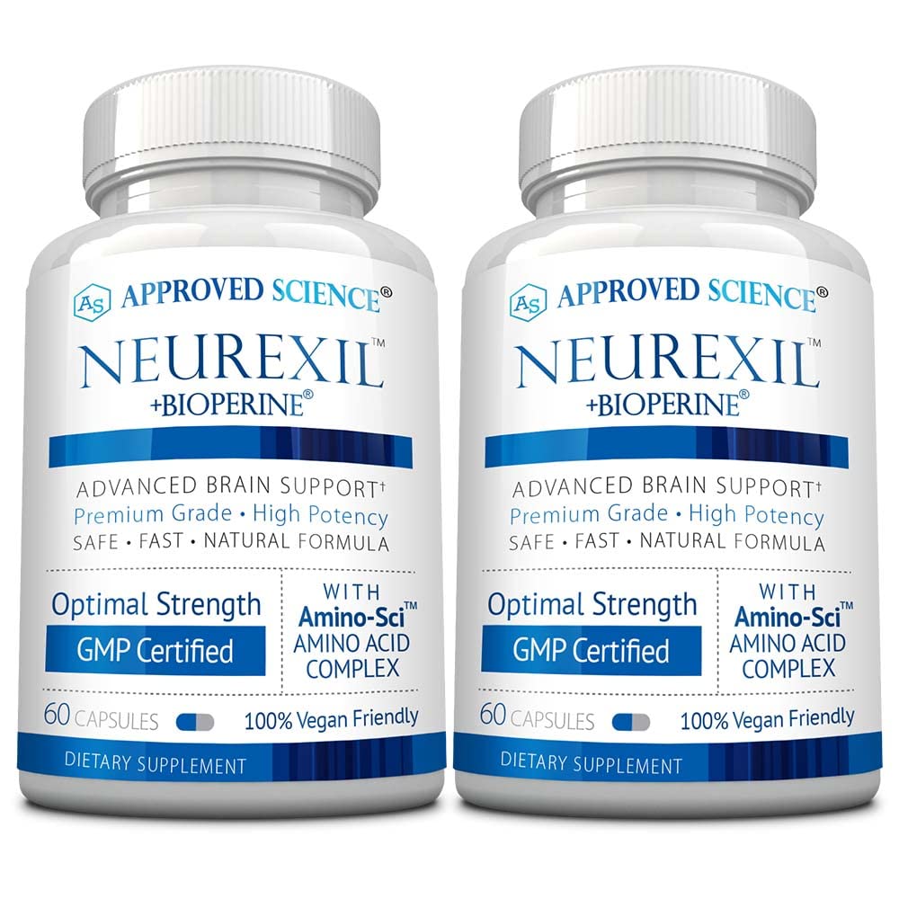 Approved Science Neurexil - Natural Nootropic Support with DMAE - Enhance Brain Function, Sharpen Clarity, Boost Memory - L-Tyrosine, Ginkgo Biloba, Huperzine A, BioPerine - 2 Month Supply