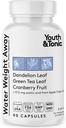 Youth & Tonic Water Weight Away – Natural Diuretic for Swelling, Belly Bloating & Fluid Retention – Herbal Water Pills for Women & Men, 90 Capsules