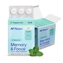 Neuro Memory & Focus Gum - Nootropic Gum with Vitamin B12, Vitamin B6, L-Theanine & Ginseng Extract - Natural Brain Support Supplement - Vegan, Caffeine & Sugar Free Chews - Peppermint, 54 ct