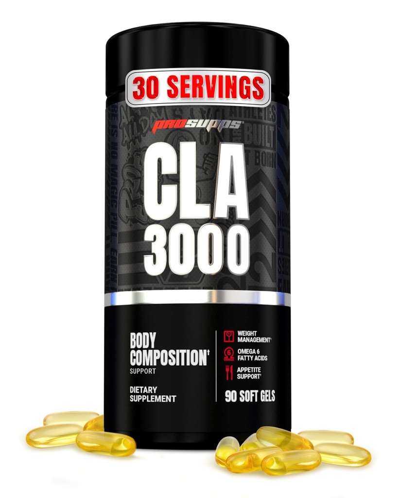 PROSUPPS CLA 3000 Lean Body Composition Support - Stim-free Συμπληρώματα γυμναστικής Λινελαϊκού Οξέως για τη διαχείριση βάρους & την υποστήριξη όρεξης με Ωμέγα 6 Λιπαρά Οξέα - Γυμναστήριο & Καταλληλότητα - 90 Softgels