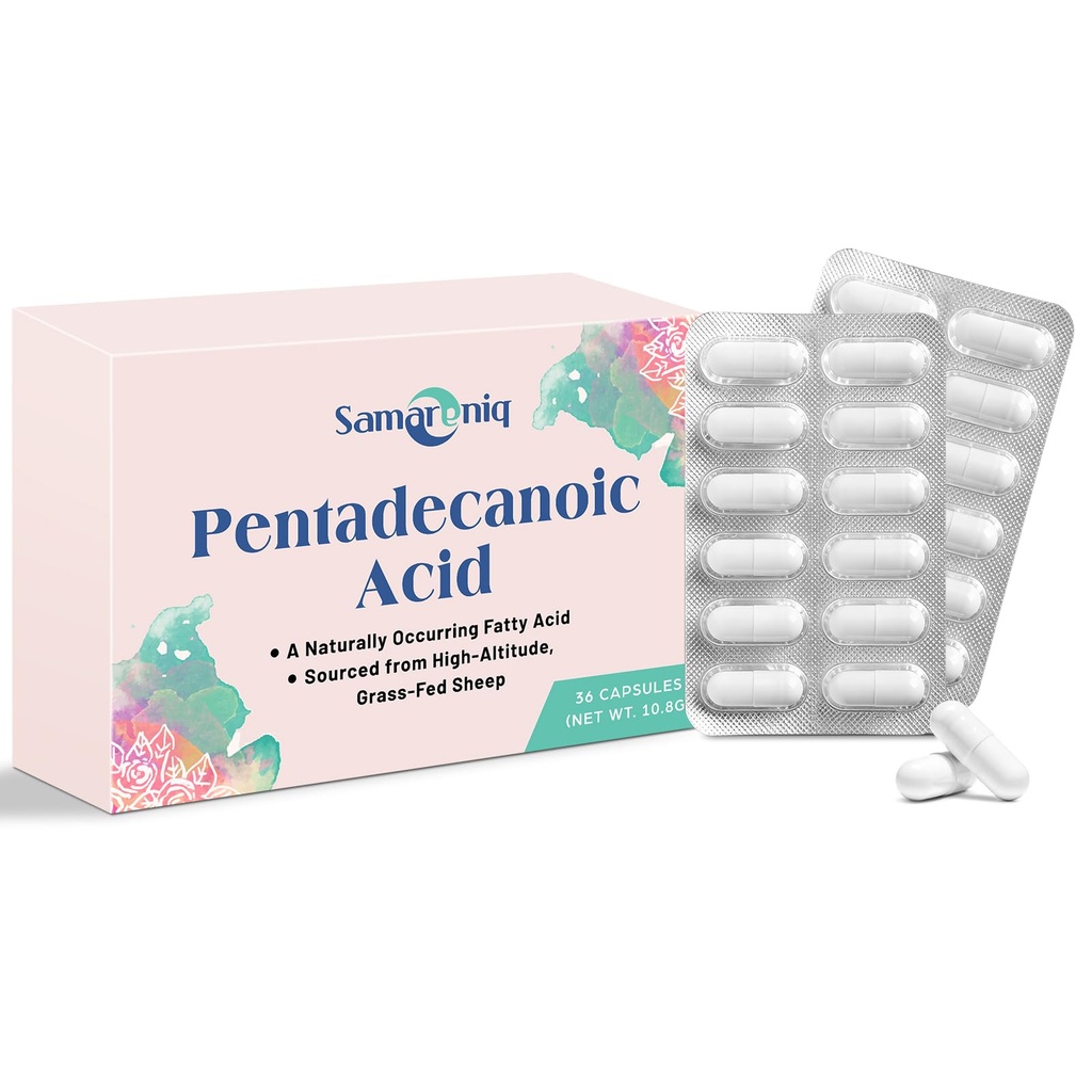 Pentadecanoic Acid Supplement | 300mg C15:0 Formula | High-Altitude Grass-Fed Sheep Milk Source | Blister-Sealed Capsules (1 Pack)