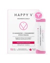Happy V D-Mannose + Cranberry Stick Packs | Dr Formulated Urinary Tract Support Supplement | D Mannose Supplements for Women - Bladder Support - Promotes Urinary Comfort - 15 Stick Packs