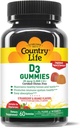 Country Life Βιταμίνη D3 Gummies – 1,000 IU Χοληκαλσιφερόλη, 60 Count – Υποστηρίζει την υγεία των οστών και του ανοσοποιητικού – χορτοφάγοι, χωρίς γλουτένη, φράουλα και γεύση πορτοκαλιού – Pectin-based, χωρίς τεχνητά γλυκαντικά