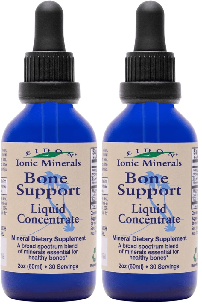 Eidon Mineral Wellness Support Liquid Supplement - Ionic Trace Mineral Drops to add to Water, Calcium, Magnesium, Zinc, Manganese, Silica, Sulfur, Boron, Bioavailable - 2 oz (Pack of 2)