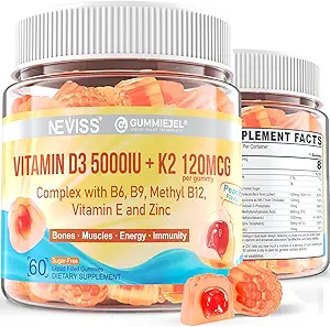 Βιταμίνη D3 5000IU + K2 (MK-7) 120mcg, Χωρίς ζάχαρη Βιταμίνη D3 K2 Γεμισμένη με Βιταμίνη B Complex - Methyl B12, B9, B6 