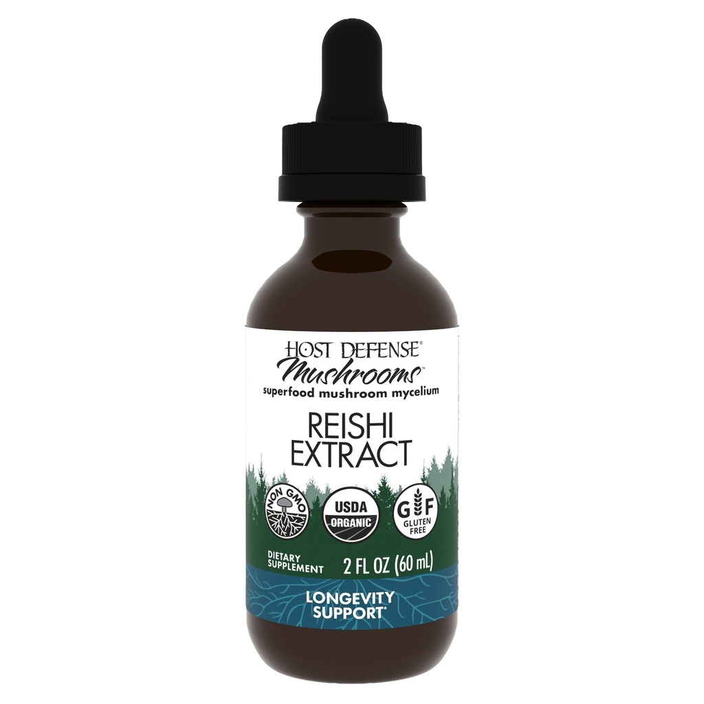 Host Defense Reishi Extract - Heart & Immune Health Supplement - Mushroom Supplement to Support Energy & Vitality - Reishi Supplement to Aid Συνολικά Well-Being - 2 fl oz (60 Services)*