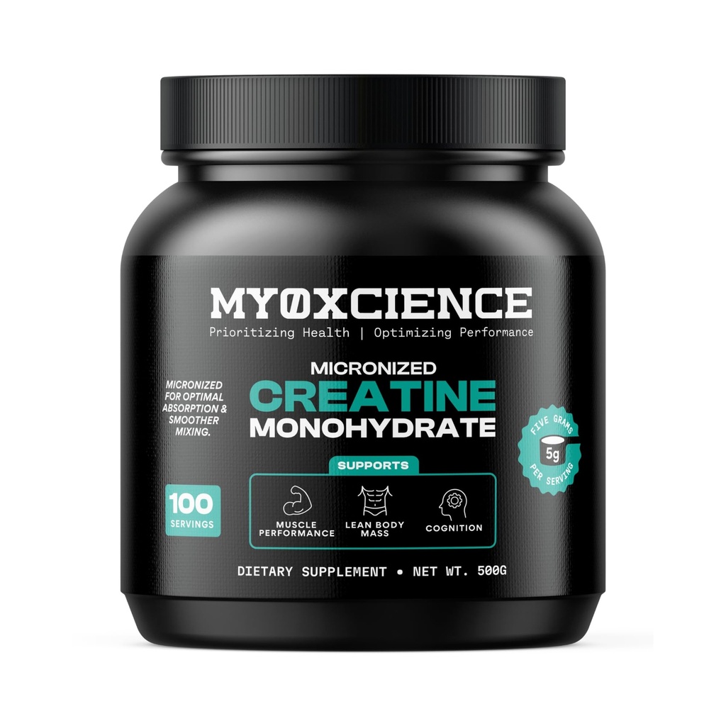 MYOXCIENCE Micronized Creatine | Supports Muscle Performance, Lean Body Mass, & Cognition | 100 Servings