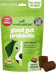 Probiotic Chews for Dogs Gut Health | Tasty Pre and Probiotics for Dogs Digestive Health with Pumpkin Dog Probiotics and Digestive Enzymes | NASC Certified & Made in The USA | 60 Chews