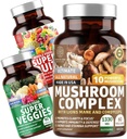 Number One Nutrition N1N Premium Mushroom Complex [10 Ισχυρά Μανιτάρια] και Super Fruits & Veggies [40 ολόκληρα φρούτα & λαχανικά], 2 πακέτα