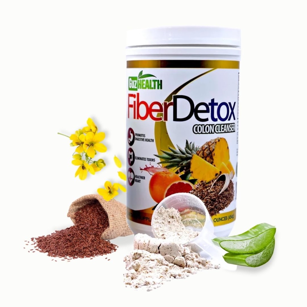 Colon Cleanser Fiber Detox Eliminate Toxins, Constipation Relief, Improve Digestion - Fiber Powder – 30 Day Supply, Includes Measuring Scoop