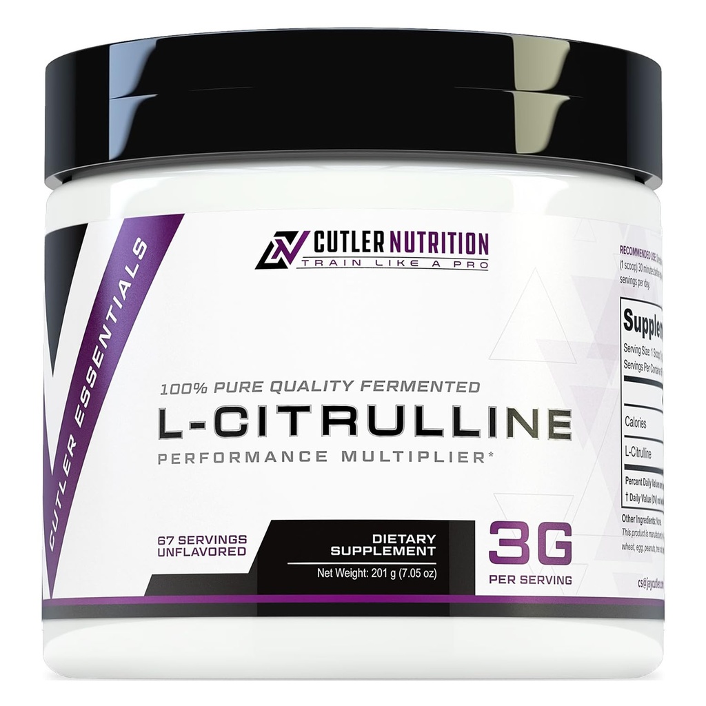 Cutler Nutrition Jay Essentials 100% Pure L-Citrulline Powder Unflavored 3g Per Serving Supports Endurance and Pumps (67 Servings)