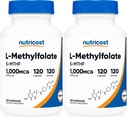 Nutricost Methylfolate 1000mcg, 120 Vegetarian Capsules - Gluten Free, Non-GMO (Pack of 2)