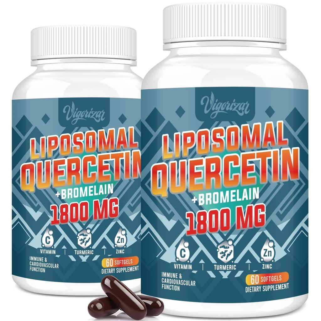 Φυτοσώματα λιποσωμικής Quercetin, Quercetin με Bromelain, Ψευδάργυρο & Βιταμίνη C, Βιοενεργό Φυτοσώματα Complex, 20X Υψηλότερη απορρόφηση - 120 Softgels