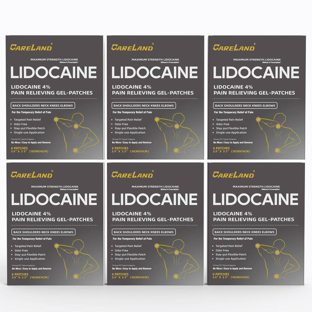 CARELAND 4% Lidocaine Patches 36 Count Pain Relief Patches Maximum Strength lidocaine, Back Pain Relief Products, for Neck Knee Joint Pain Nerve Shoulder Pain Relief