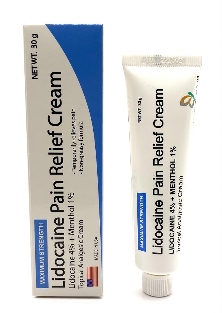 MOHNARK Pain Relief Cream with Lidocaine 4% and 1% Menthol | Includes Vitamin E | Numbs Away Pain Faster | Non-Greasy