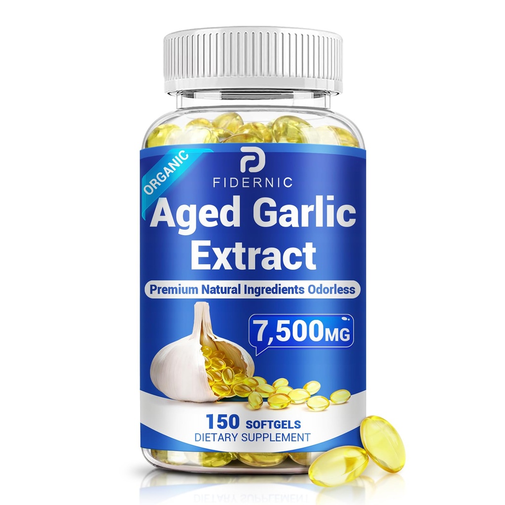 Aged Garlic Extract – Odorless Organic Garlic Supplement, Supports Immune Health & Heart Function, 2 Years Matured for Antioxidant Wellness, Natural Herbal Supplements, Non-GMO - 150 Softgels