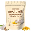 Primus Aged Garlic Extract Supplement - Odorless Organic Garlic for Heart & Immune Support, Non-GMO, 200 Count Softgels