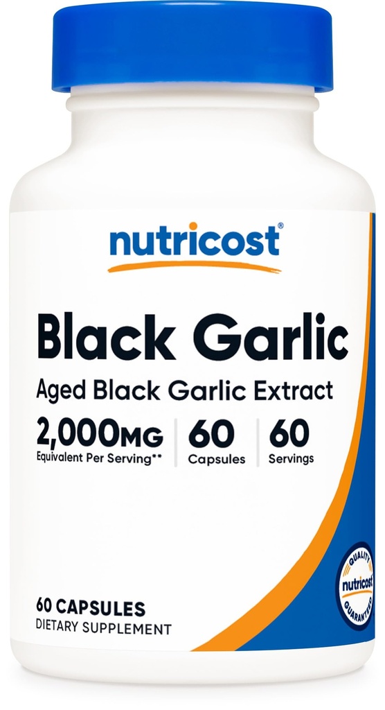 Nutricost Black Garlic Extract 60 Capsules for 60 Servings Per Bottle - Aged Black Garlic Extract, Vegan, Gluten Free and GMO Free