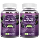 Migcopat Pre Post Probiotics Gummies, Probiotic Prebiotic Postbiotic Digestive Enzymes with Fiber, 120 Billion CFU Probiotics for Gut Health, Sugar Free, Vegan, BlackBerry Flavor, 120 Cts