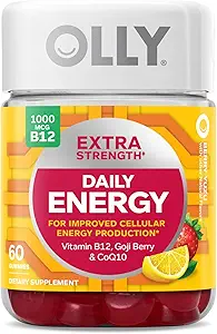 OLLY Ultra Strength Hair, Extra Strength Daily Energy, Biotin, Κερατίνη, Βιταμίνη B12, CoQ10, Goji Berry Gummy Supplement Bundle - 30 Count, 60 Count