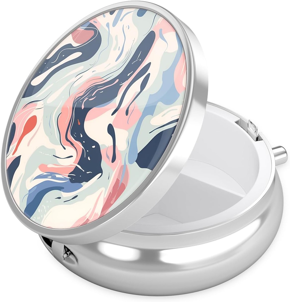 Nipichsha κουτί χάπι, μικρή θήκη χάπι για το πορτοφόλι & τσέπη, χαριτωμένο ταξιδιωτική ιατρική Organizer, φορητός κάτοχος δοχείου ιατρικής για να κρατήσει βιταμίνες, φαρμακευτική αγωγή, ιχθυέλαιο & συμπλήρωμα, A05-Art στυλ μοτίβο