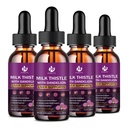 (4 Pack) Milk Thistle Supplement for Liver Cleanse Detox & Repair, Liver Detox Drops with Organic Milk Thistle Seed, Artichoke Extract, Dandelion, Turmeric and Vegan, Non-GMO, Gluten-Free, 1 Fl Oz