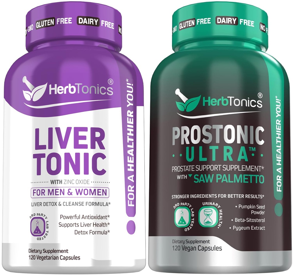 Liver Cleanse Detox & Repair Formula with Milk Thistle - Artichoke and Herbs Liver Health Support Supplement - Prostate Support Supplement for Men's Health | with Saw Palmetto & Less Urination
