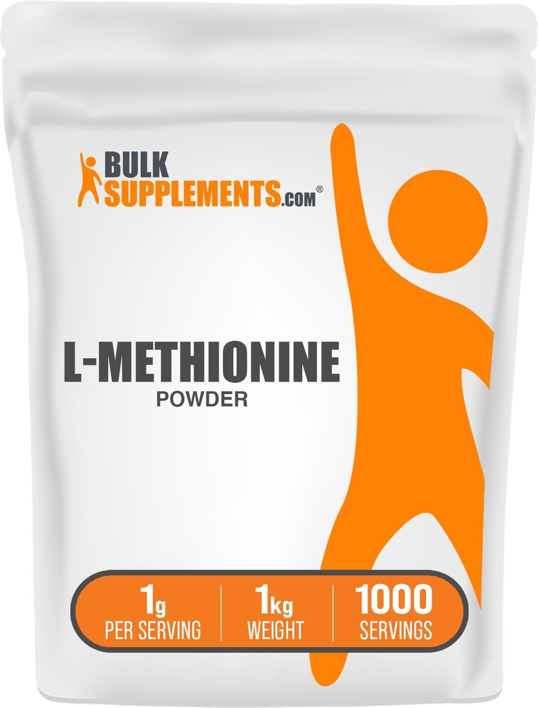 BulkSupplements.com L-Μεθειονίνη σε σκόνη - Amino Acids Διατροφικά συμπληρώματα, συμπληρώματα χοληστερόλης, συμπληρώματα αντιοξειδωτικών - Χωρίς γλουτένη, 1g ανά σερβίρισμα, 1kg (2,2 lbs) (πακέτο των 1)