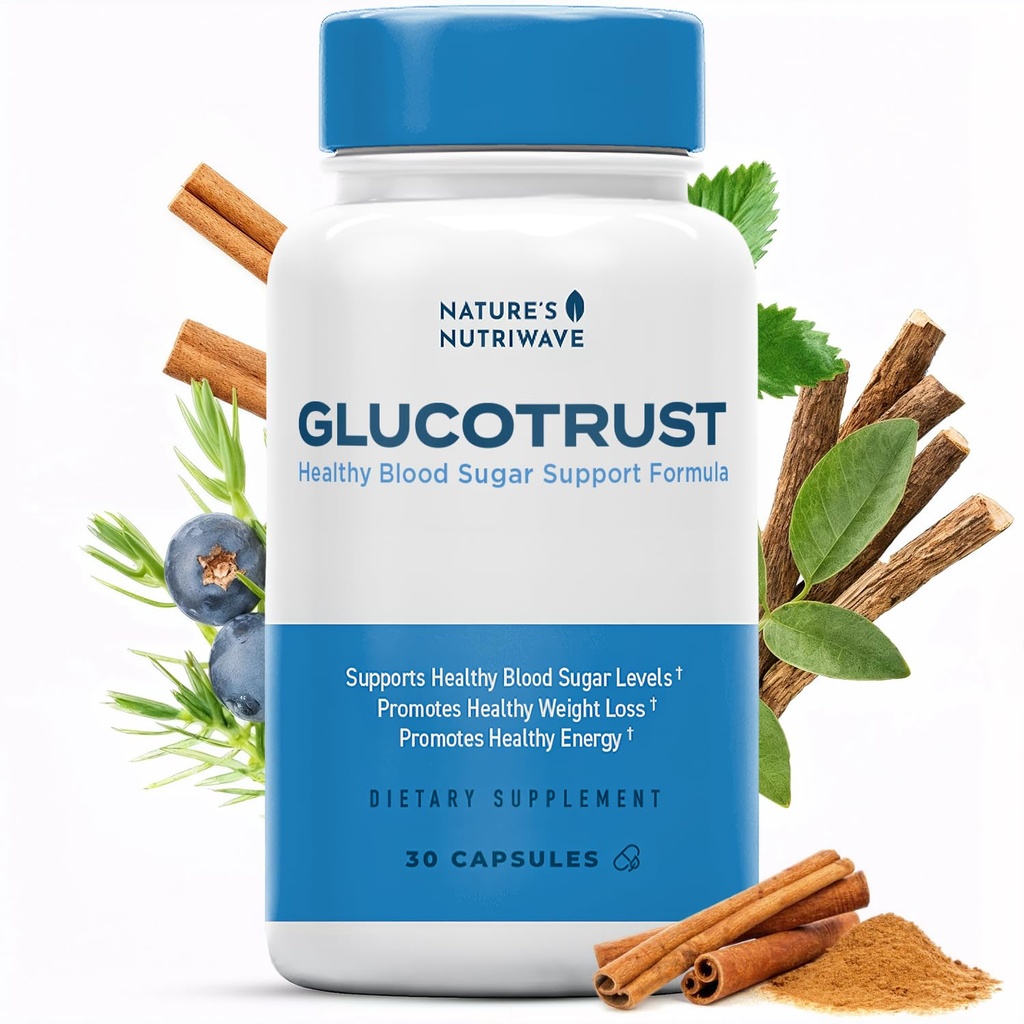 Glucotrust Capsules Supplement, Original Formula, 100% Natural Herbal Blend, Gymnema sylvestre, Chromium, Licorice | 30 Capsules, 1 Month Supply
