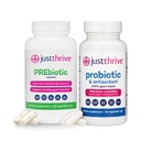 Just Thrive Probiotic & Antioxidant 30 Caps & PREbiotic 120 Caps Bundle Spore-Based Digestive & Immune Support Prebiotic Blend Gut Health Gluten-Free- 30-Day Supply