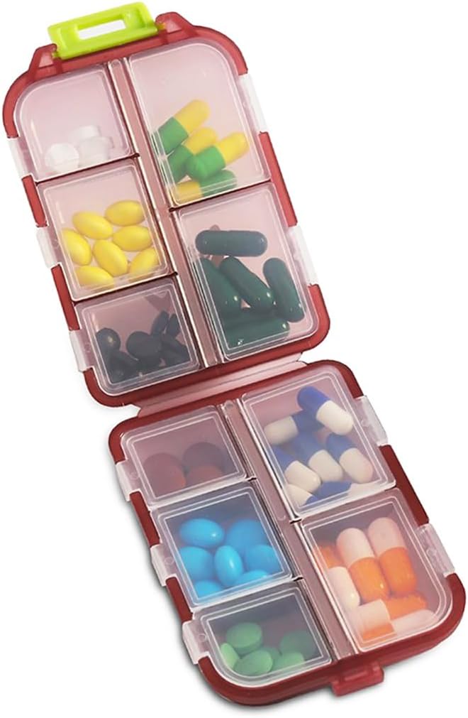 10 Διαμέρισμα Pill Organizer περίπτωση, Travel Daily Medicine Pill Box Υπενθύμιση, Μικρό μέγεθος Εβδομαδιαία Viatamin Dispenser Container για φαρμακευτική αγωγή, συμπλήρωμα, Cod Liver Oil, κάψουλες, δισκίο ασβεστίου