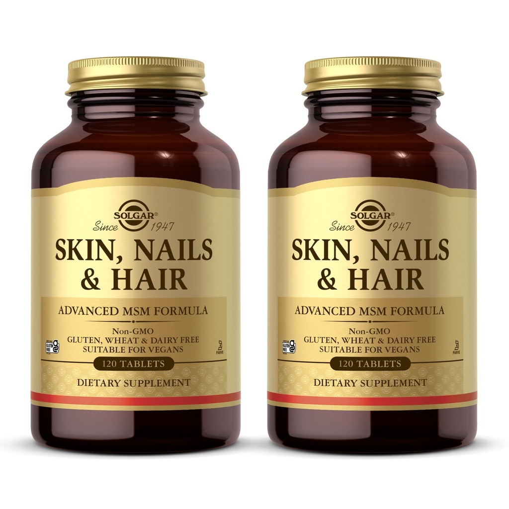 Solgar Skin, Nails & Hair - 120 Tablets, Pack of 2 - Advanced MSM Formula - Non GMO, Vegan, Gluten & Dairy Free - 120 Total Servings