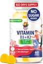 Βιταμίνη D3 K2 Gummies χωρίς ζάχαρη 5000 IU - Gummies ανοσοποιητικής και οστικής υποστήριξης - Συμπλήρωμα Gummy βιταμίνης D για ενήλικες - Υψηλής απορρόφησης, Vegan, Hanal, χωρίς γλουτένη Μασώμενες Βιταμίνες
