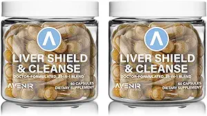 Avenir Nutrition Liver Shield & Cleanse | Herbal Liver Cleanse Detox & Repair Supplement | Milk Thistle & Artichoke Extract Supplements | Fatty Liver & Health Support | 120 Capsules for Men and Women