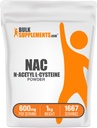 BulkSupplements.com NAC Powder - N-Acetyl Cysteine 600mg, NAC Supplement - Αντιοξειδωτική Υποστήριξη, Χωρίς γλουτένη - 600mg ανά υπηρεσία, 1667 Μερίδες, 1kg (2,2 lbs) (πακέτο των 1)