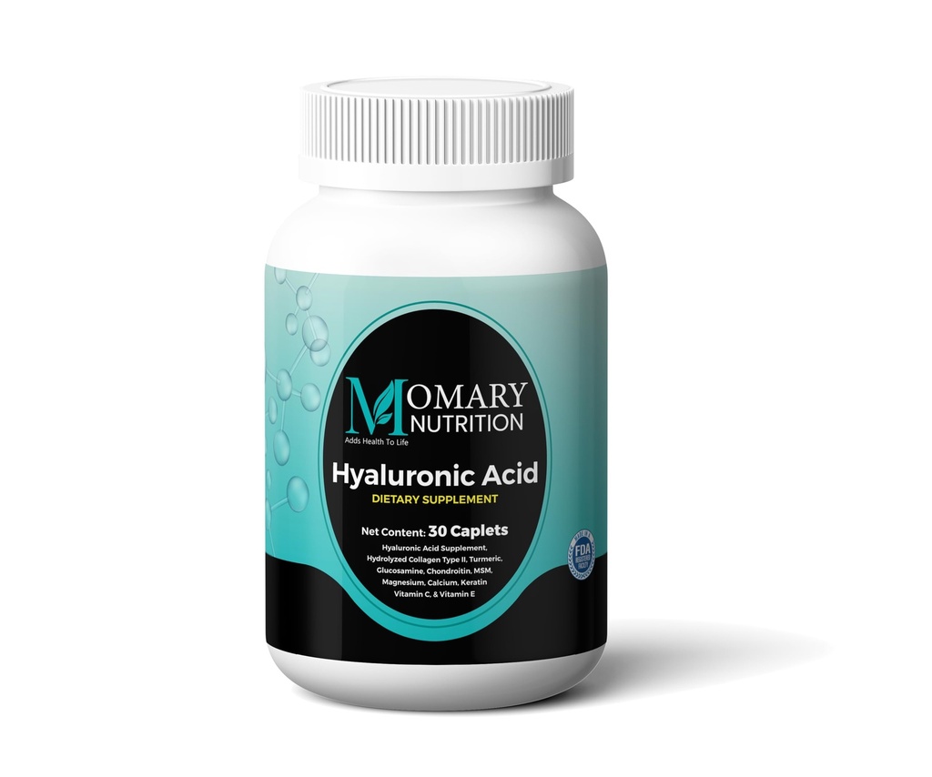 Hyaluronic Acid Supplement, Natural Skin Hydration, Advanced Joint support and Mobility Booster, Hydrolyzed Collagen, Turmeric, Glucosamine, Chondroitin, 30Caplets 850Mg