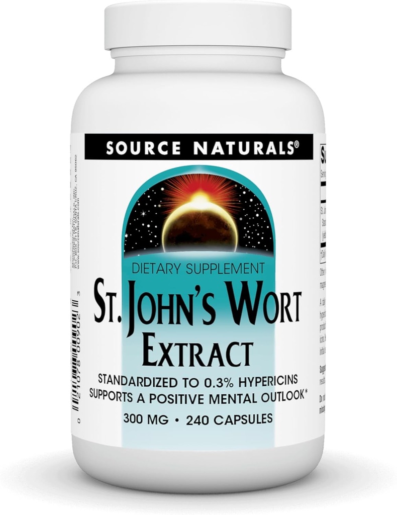 Source Naturals St John's Wort Extract 300 mg Υποστηρίζει μια θετική ψυχική προοπτική - 240 κάψουλες