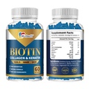 Biotin Gummies for Hair Growth, Extra Strength Vitamin B7 Supplement, Support Thicker Hair, Stronger Nails & Glowing Skin, Vegan Non-GMO Gluten-Free, Strawberry Flavor, 60 Gummies