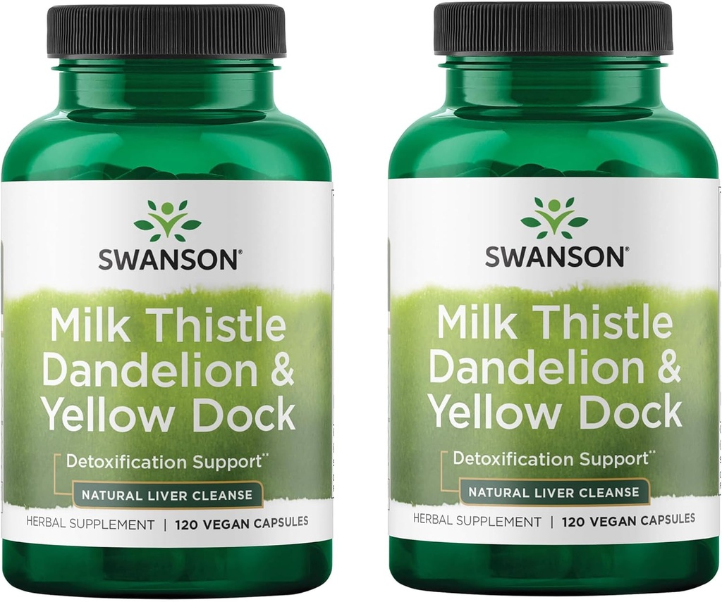 Swanson Milk Thistle, Dandelion & Yellow Dock - Herbal Liver Support Supplement - Natural Supplement Helping to Maintain Overall Health & Wellbeing - (120 Capsules) (2 Pack)