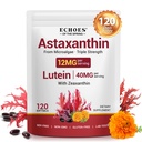 KZUO Astaxanthin 12MG & Lutein 40MG with Zeaxanthin Supplements, Fresh Microalgae Source, Supports Eye, Skin, Antioxidant, Health Non-GMO Gluten Free, Lab-Tested - 120 Softgels