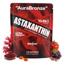 12mg Astaxanthin Softgels from Haematococcus Pluvialis, 10-in-1 Triple Strength Supplement with Lycopene Lutein Vitamin E, Antioxidant Skin Eye Immune Support, 120 Count (4 Month Supply)