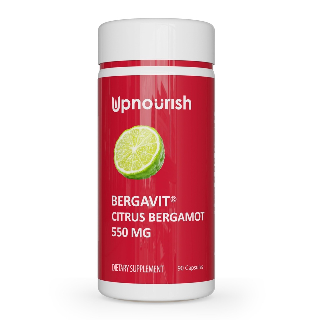 UpNourish BERGAVIT Citrus Bergamot Cholesterol Supplement - Italian Citrus Bergamot Extract 550mg for Women and Men 90 Vegan Capsules