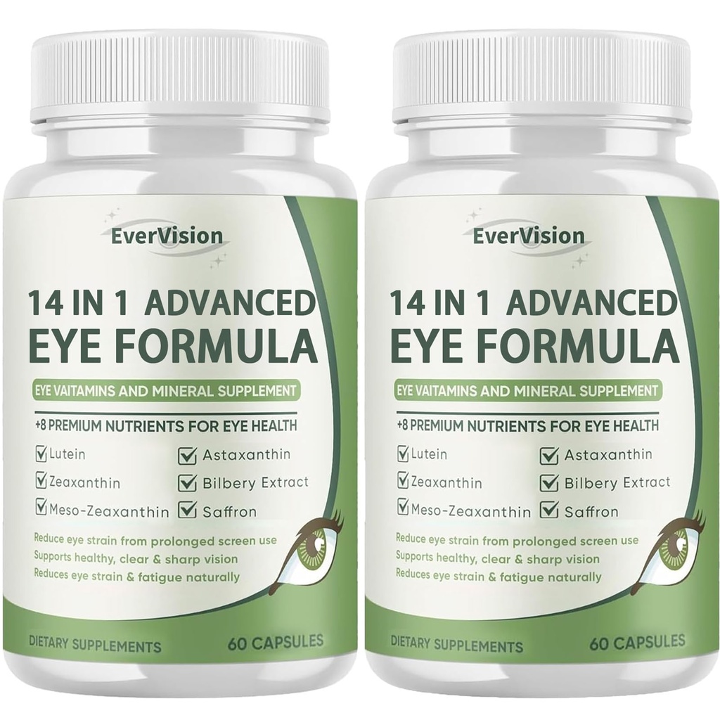 14 in 1 Advanced Eye Formula – Eye Vitamin and Mineral Supplement with Lutein, Zeaxanthin, Zinc & Bilberry Extract – Vision & Focus Support (2)