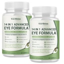 14 in 1 Advanced Eye Formula, 2 Pack Eye Vitamin and Mineral Supplement with Lutein, Zinc, Zeaxanthin & Bilberry Extract for Vision Care, 120 Capsules