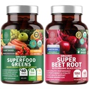 Number One Nutrition N1N Premium και Βιολογικά Superfood Greens και Beet Root Tablets για Ανοσία και Αντιοξειδωτική Υποστήριξη, Συσκευασμένα με Alfalfa, Spirulina και Barley Grass, 120 Tablets