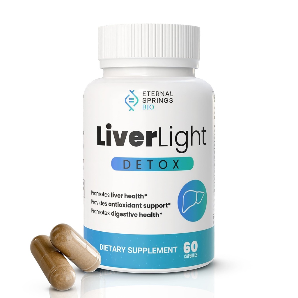 LiverLight Detox - Herbal Supplement, 60 Capsules - Turmeric, Milk Thistle, Plant-Based, Gluten-Free, Dairy-Free, Soy-Free, Nut-Free, Detoxify Support