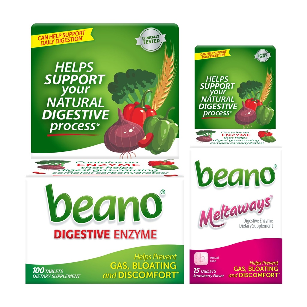 Beano επιπλέον δύναμη 100ct & beano φράουλα λιώνει 15ct