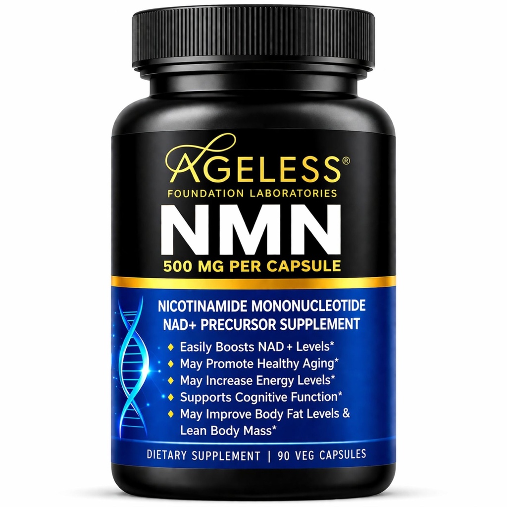 NMN Supplement 500mg, 99% Pure Nicotinamide Mononucleotide, Boosts NAD+ Levels, Supports Energy, Anti-Aging & Lean Body Mass, High Absorption, Gluten Free, Non-GMO Vegan 90 Capsules