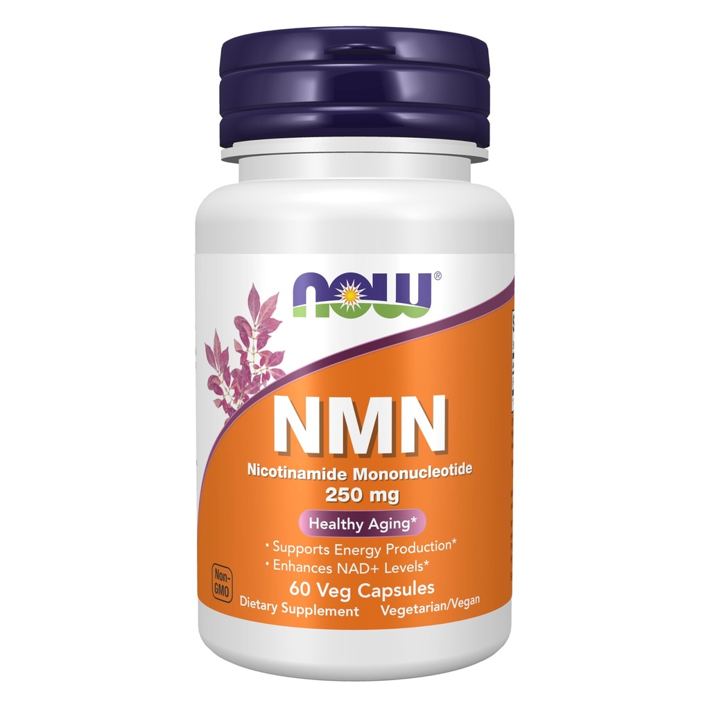 Now Supplements, NMN 250 mg, Nicotinamide Mononucleotide Supplement, Supports NAD+ Production & Healthy Aging*, Vegan Capsules, 60 Count