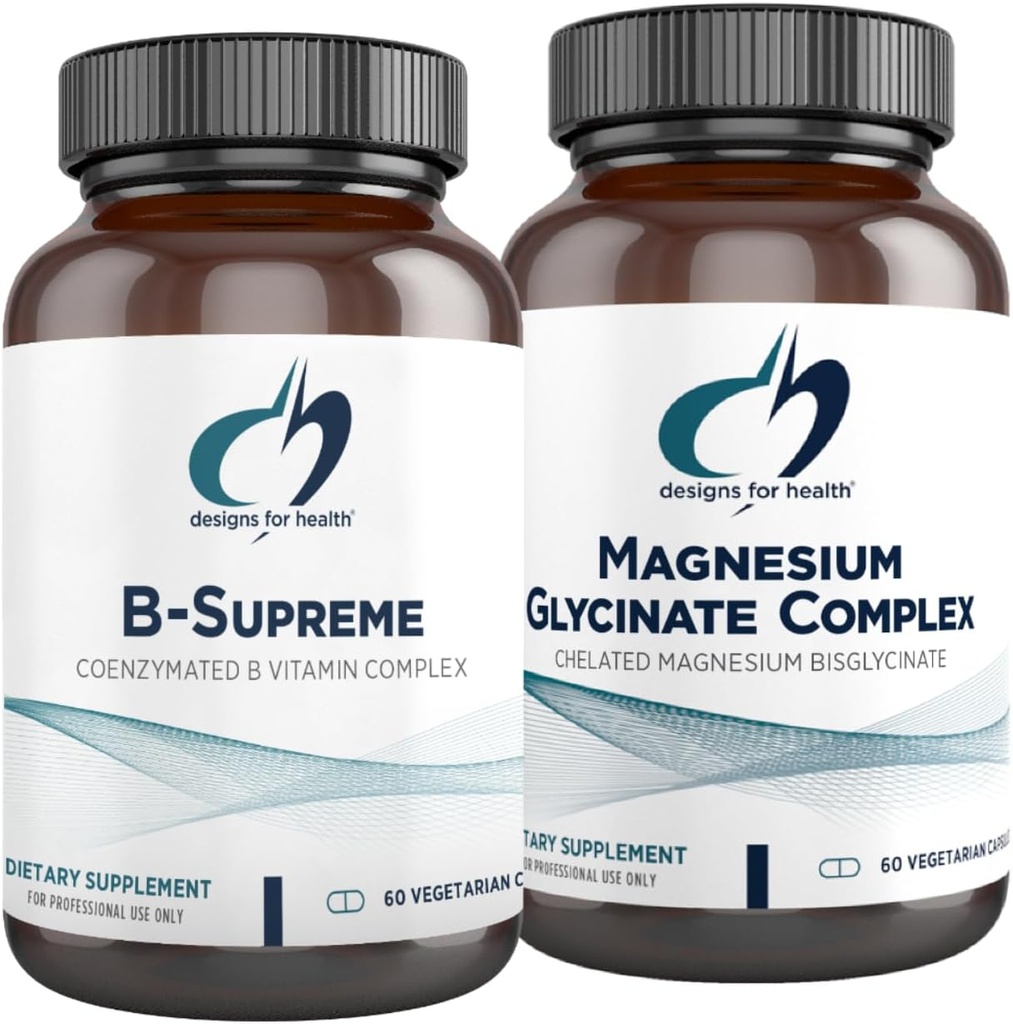 Σχέδια για την υγεία Μαγνήσιο Glycinate Complex (60 κάψουλες) & B-Supreme (60 κάψουλες) Bundle - B Vitamin Complex με υψηλή απορρόφηση συμπλήρωμα μαγνησίου